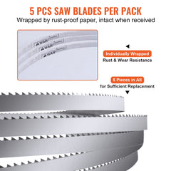 Band Saw Blade, 1650*16*0.56mm, 5 PCS/Pack Meat Bandsaw Blades for Replacement, Carbon Steel Blade, Meat Cutting Blade Wrapped by Rust-Proof Paper, Fit for Commercial Bone Saw Machines