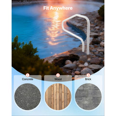 Pool Rail, 122 x 81.3 cm Pool Handrail, 100kg Load Capacity Heavy Duty Stainless Steel Swimming Handrail, Seamless Welding, Recessed or Base Mount, for Poolside, Water Parks, Spa Centers