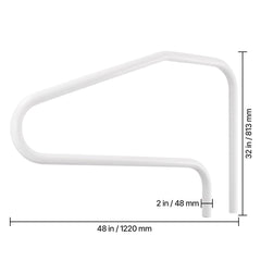 Pool Rail, 122 x 81.3 cm Pool Handrail, 100kg Load Capacity Heavy Duty Stainless Steel Swimming Handrail, Seamless Welding, Recessed or Base Mount, for Poolside, Water Parks, Spa Centers