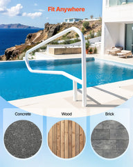 Pool Rail, 137.1 x 81.3 cm Pool Handrail, 100kg Load Capacity Heavy Duty Stainless Steel Swimming Handrail, Seamless Welding, Recessed or Base Mount, for Poolside, Water Parks, Spa Centers