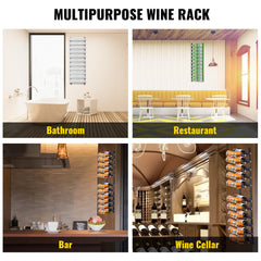 Wall Mounted Wine Rack, 12x2 Bottles Wine Holder Towel Rack, Black Steel Vertical Wine Rack, Modern Decorative Wall Mounted Wine Bottle Holder, Forward Design Simple Storage Wall Rack 48x11x1 In