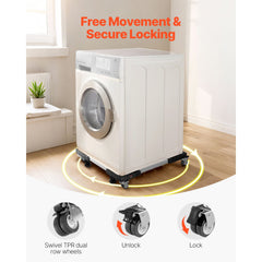 Fridge Stand Mobile Base, 1100 lbs Load Capacity, Washing Machine Stand with 8 Locking Twin Wheels and 4 Brakes, 27.5 -35.4 Inches Adjustable Furniture Dolly for Washer, Refrigerator and Dryer