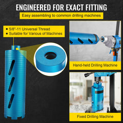 Dry Core Drill Bit, 88.9 mm Diameter 11 Threaded, 241.3mm Depth Diamond Coring Bore Tool with a Pilot Bit & Blade, Masonry Hole Saw Bits for Hard Concrete Brick