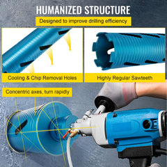 Dry Core Drill Bit, 88.9 mm Diameter 11 Threaded, 241.3mm Depth Diamond Coring Bore Tool with a Pilot Bit & Blade, Masonry Hole Saw Bits for Hard Concrete Brick