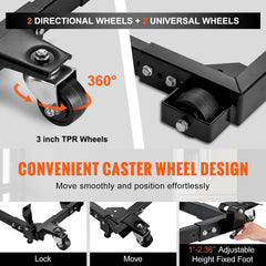 Mobile Base, 680.3 kg Capacity, Adjustable from 457.2 x 609.6 mm to 673.1 x 800.7 mm, Heavy Duty Universal Mobile Base Stand with Swivel Wheels, for Woodworking Equipment, Bandsaw, Power Tools
