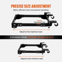Mobile Base, 680.3 kg Capacity, Adjustable from 457.2 x 609.6 mm to 673.1 x 800.7 mm, Heavy Duty Universal Mobile Base Stand with Swivel Wheels, for Woodworking Equipment, Bandsaw, Power Tools