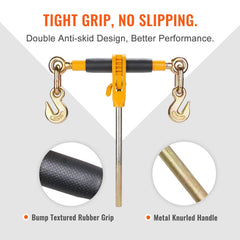 Ratchet Chain Binder, 0.9-1.27 cm Heavy Duty Load Binders, with G80 Hooks 5443 kg Secure Load Limit, Labor-saving Anti-skid Handle, Tie Down Hauling Chain Binders for Flatbed Truck Trailer, 4 Pc