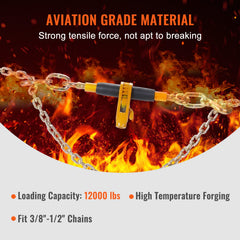 Ratchet Chain Binder, 0.9-1.27 cm Heavy Duty Load Binders, with G80 Hooks 5443 kg Secure Load Limit, Labor-saving Anti-skid Handle, Tie Down Hauling Chain Binders for Flatbed Truck Trailer, 4 Pc