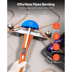 Tubing Bender Kit, 6 mm to 22 mm, Compact Ratcheting Tube Pipe Bender, Forward/Reverse Hand Bending Tool, with 7 Color Aluminium Alloy Dies, for Copper HVAC Air Conditioning Refrigeration Repair