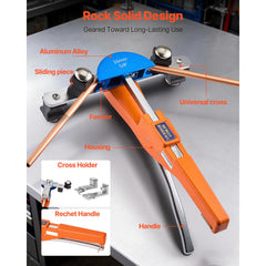 Tubing Bender Kit, 6 mm to 22 mm, Compact Ratcheting Tube Pipe Bender, Forward/Reverse Hand Bending Tool, with 7 Color Aluminium Alloy Dies, for Copper HVAC Air Conditioning Refrigeration Repair
