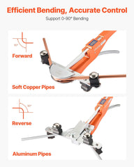 Tubing Bender Kit, 6 mm to 22 mm, Compact Ratcheting Tube Pipe Bender, Forward/Reverse Hand Bending Tool, with 7 Aluminium Alloy Dies, for Copper HVAC Air Conditioning Refrigeration Auto Repair