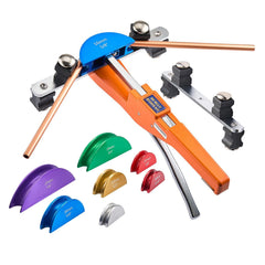 Tubing Bender Kit, 6 mm to 22 mm, Compact Ratcheting Tube Pipe Bender, Ratchet Hand Bending Tool, with 7 Color Aluminium Alloy Dies, HVAC Tools, for Copper HVAC Air Conditioning Refrigeration