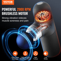 Massage Gun Deep Tissue, Percussion Muscle Massager for Athletes - with 4 Speed Levels & 4 Massage Heads, 7.4V 2500mAh Batteries, Handheld Mini Massage Gun for Pain Relief, Muscle Relaxation