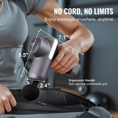 Massage Gun Deep Tissue, Percussion Muscle Massager for Athletes - with 5 Speed Levels & 6 Massage Heads, 7.4V 2500mAh Batteries, Handheld Electric Massage Gun for Pain Relief, Muscle Relaxation
