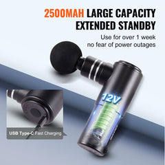 Massage Gun Deep Tissue, Percussion Muscle Massager for Athletes - with 4 Speed Levels & 4 Massage Heads, 12V 2500mAh Batteries, Handheld Electric Massage Gun for Pain Relief, Muscle Relaxation