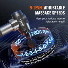 Massage Gun Deep Tissue, Percussion Muscle Massager for Athletes - with 9 Speed Levels & 6 Massage Heads, 24V 2500mAh Batteries, Handheld Electric Massage Gun for Pain Relief, Muscle Relaxation