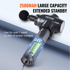 Massage Gun Deep Tissue, Percussion Muscle Massager for Athletes - with 9 Speed Levels & 6 Massage Heads, 24V 2500mAh Batteries, Handheld Electric Massage Gun for Pain Relief, Muscle Relaxation