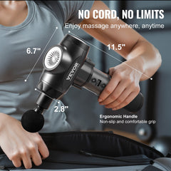 Massage Gun Deep Tissue, Percussion Muscle Massager for Athletes - with 9 Speed Levels & 6 Massage Heads, 24V 2500mAh Batteries, Handheld Electric Massage Gun for Pain Relief, Muscle Relaxation