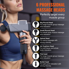 Massage Gun Deep Tissue, Percussion Muscle Massager for Athletes - with 8 Speed Levels & 6 Massage Heads, 16V 2500mAh Batteries, Handheld Electric Massage Gun for Pain Relief, Muscle Relaxation