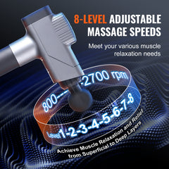 Massage Gun Deep Tissue, Percussion Muscle Massager for Athletes - with 8 Speed Levels & 6 Massage Heads, 16V 2500mAh Batteries, Handheld Electric Massage Gun for Pain Relief, Muscle Relaxation