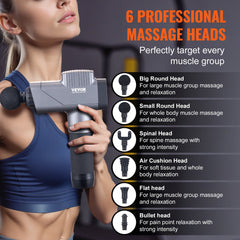 Massage Gun Deep Tissue, Percussion Muscle Massager for Athletes - with 8 Speed Levels & 6 Massage Heads, 16V 2500mAh Batteries, Handheld Electric Massage Gun for Pain Relief, Muscle Relaxation