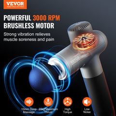 Massage Gun Deep Tissue, Percussion Muscle Massager for Athletes - with 8 Speed Levels & 6 Massage Heads, 24V 2500mAh Batteries, Handheld Electric Massage Gun for Pain Relief, Muscle Relaxation