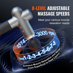 Massage Gun Deep Tissue, Percussion Muscle Massager for Athletes - with 8 Speed Levels & 6 Massage Heads, 24V 2500mAh Batteries, Handheld Electric Massage Gun for Pain Relief, Muscle Relaxation