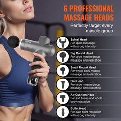 Massage Gun Deep Tissue, Percussion Muscle Massager for Athletes - with 8 Speed Levels & 6 Massage Heads, 24V 2500mAh Batteries, Handheld Electric Massage Gun for Pain Relief, Muscle Relaxation