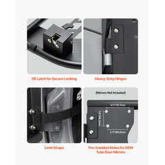 Jeep Tube Doors, 2-Door, Hunting Style Jeep Tubular Door with Heavy-Duty Hinges & OE Latch, Jeep Doors with Rubber Pads & Toughened Steel Tube, Fit for 2007-2018 Jeep Wrangler JK