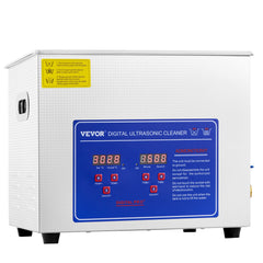 Ultrasonic Cleaner 10L Jewelry Cleaning with Digital Timer Ultrasonic Cleaning Machine for Jewellery Rings Watches Eyeglasses Dentures Coins Metal Parts Commercial and Home Use Silver