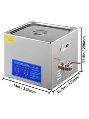 Powerful Stainless Steel 13.5-15 L Liters Ultrasonic Cleaner 360W Digital Heater Timer