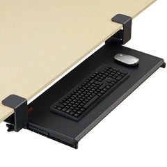Clamp on Keyboard Tray Under Desk, Desk Keyboard Tray Slide out with Sturdy No-drill C Clamp Mount, Large 26.8 x 11 inch Slide-out Computer Drawer for Typing in Home, Office Work