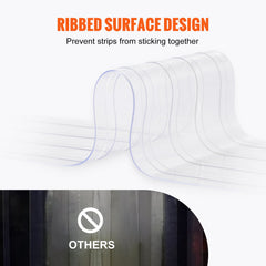 Strip Curtain, 164' Length x 8" Width x 0.08" Thickness, Clear Ribbed PVC Curtain Strip Door Bulk Roll, Plastic Door Strips for Doorways of Supermarket, Garage, Warehouse, Barn, Pet Animal House