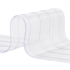 Strip Curtain, 164' Length x 8" Width x 0.08" Thickness, Clear Ribbed PVC Curtain Strip Door Bulk Roll, Plastic Door Strips for Doorways of Supermarket, Garage, Warehouse, Barn, Pet Animal House