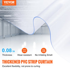 Strip Curtain, 5000 cm Length x 20 cm Width x 2 mm Thickness, Clear PVC Smooth Curtain Strip Door Bulk Roll, Plastic Door Strips for Doorways of Supermarket, Garage, Warehouse, Barn, Pet House
