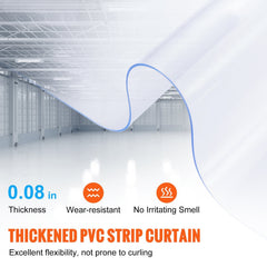 Strip Curtain, 5000 cm Length x 20 cm Width x 2 mm Thickness, Clear PVC Smooth Curtain Strip Door Bulk Roll, Plastic Door Strips for Doorways of Supermarket, Garage, Warehouse, Barn, Pet House