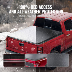 Truck Bed Cover, Roll Up Truck Bed Tonneau Cover, Compatible with 2014-2024 Chevy Silverado / GMC Sierra 1500, for 2m x 1.6m / 2m x 1.6m Bed, Soft PVC material, Roll Up Tonneau Cover