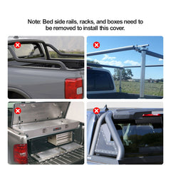 Truck Bed Cover, Roll Up Truck Bed Tonneau Cover, Compatible with 2014-2024 Chevy Silverado / GMC Sierra 1500, for 2m x 1.6m / 2m x 1.6m Bed, Soft PVC material, Roll Up Tonneau Cover