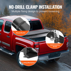 Truck Bed Cover, Roll Up Truck Bed Tonneau Cover, Compatible with 2014-2024 Chevy Silverado / GMC Sierra 1500, for 2m x 1.6m / 2m x 1.6m Bed, Soft PVC material, Roll Up Tonneau Cover