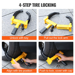 Wheel Lock, 2 Packs Universal Wheel Clamp Lock, Adjustable Anti Theft Trailer Lock Wheel Clamp, Heavy-duty Steel Tire Lock for ATV RV SUV Car Golf Cart Boats Motorcycles, with 6 Keys