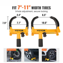 Wheel Lock, 2 Packs Universal Wheel Clamp Lock, Adjustable Anti Theft Trailer Lock Wheel Clamp, Heavy-duty Steel Tire Lock for ATV RV SUV Car Golf Cart Boats Motorcycles, with 6 Keys
