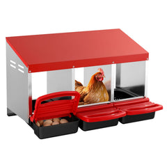 Chicken Nest Box, 3-Compartment, 15 to 30 in Stable & Corrosion-Resistant Metal Nesting Boxes with Inclined Nesting Boxes, Bottom Holes & Resting Platform, Fit for Different Chicken Breeds
