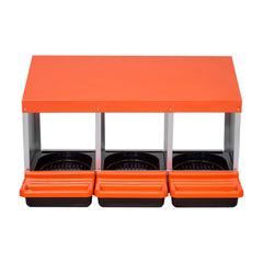 Chicken Nest Box, 3-Compartment, 15 to 30 in Stable & Corrosion-Resistant Metal Nesting Boxes with Inclined Nesting Boxes, Bottom Holes & Resting Platform, Fit for Different Chicken Breeds