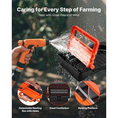 Chicken Nesting Boxes, 4 Compartments, Metal Egg Laying Boxes with Protective Collection Lids, Roll Out Nesting Box, Easy to Assemble, Ideal for Hens, Ducks, Chickens, and Other Poultry, Orange