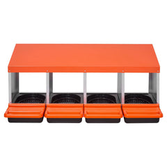 Chicken Nesting Boxes, 4 Compartments, Metal Egg Laying Boxes with Protective Collection Lids, Roll Out Nesting Box, Easy to Assemble, Ideal for Hens, Ducks, Chickens, and Other Poultry, Orange