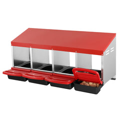 4-Compartment Chicken Nest Box Metal Box with Inclined Nesting Boxes