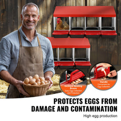 4-Compartment Chicken Nest Box Metal Box with Inclined Nesting Boxes