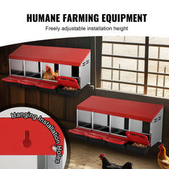 4-Compartment Chicken Nest Box Metal Box with Inclined Nesting Boxes
