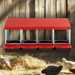 4-Compartment Chicken Nest Box Metal Box with Inclined Nesting Boxes