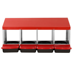 4-Compartment Chicken Nest Box Metal Box with Inclined Nesting Boxes